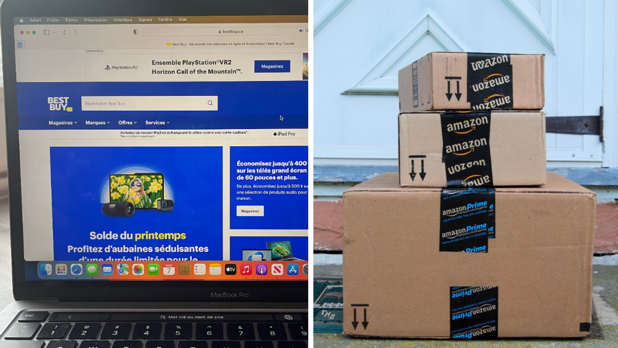 Best Buy. Droite : Amazon.