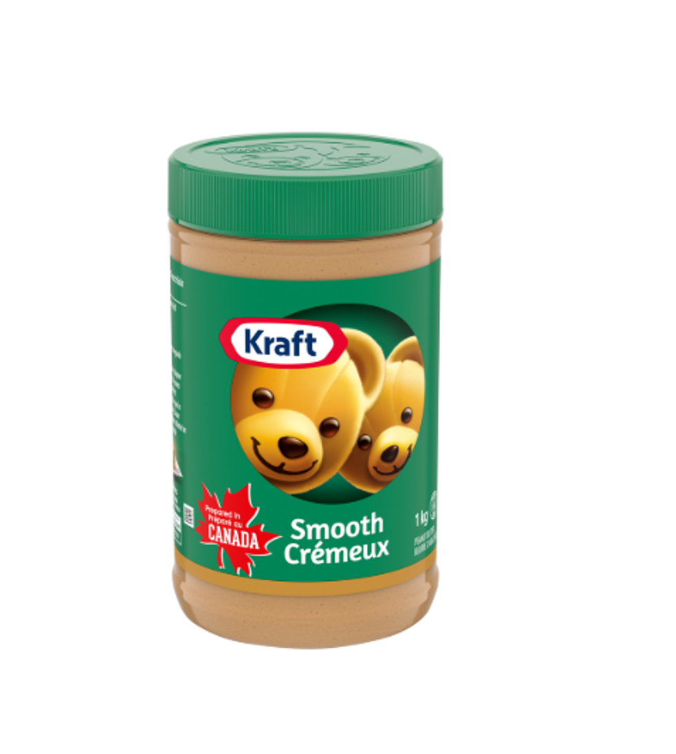 Beurre d'arachide cr\u00e9meux Kraft en format 1 kg.