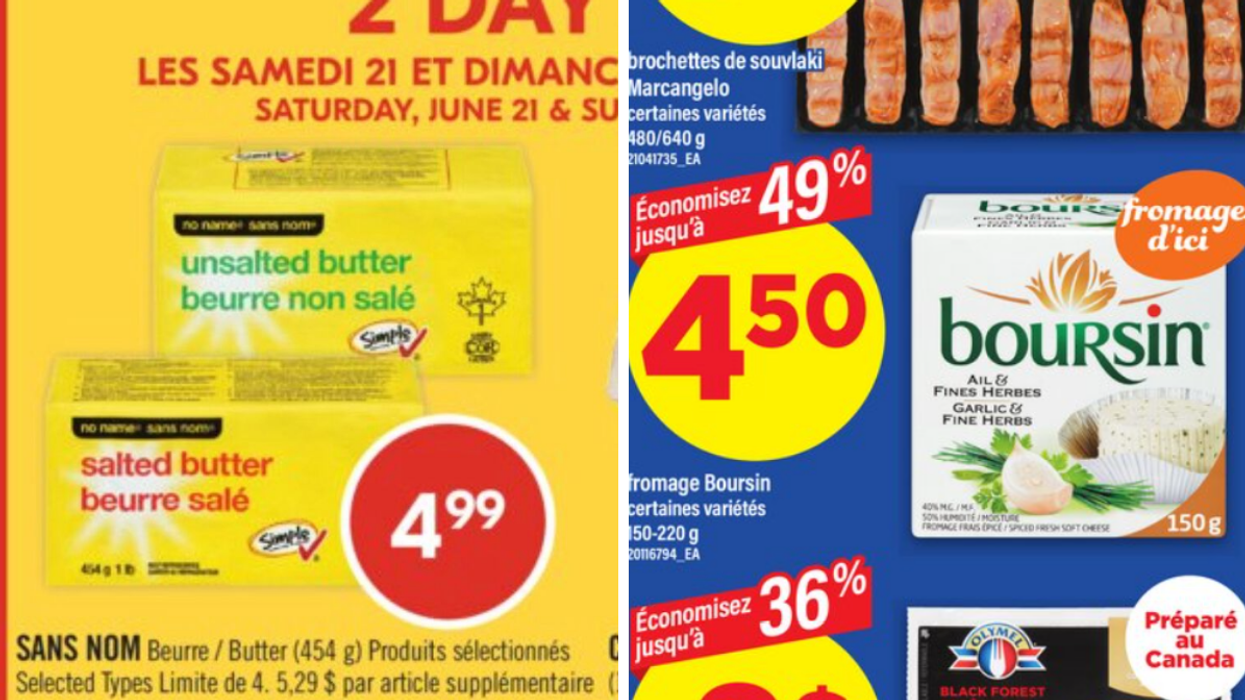 Beurre dans la circulaire du Pharmaprix. Droite : Boursin dans la circulaire du Maxi.