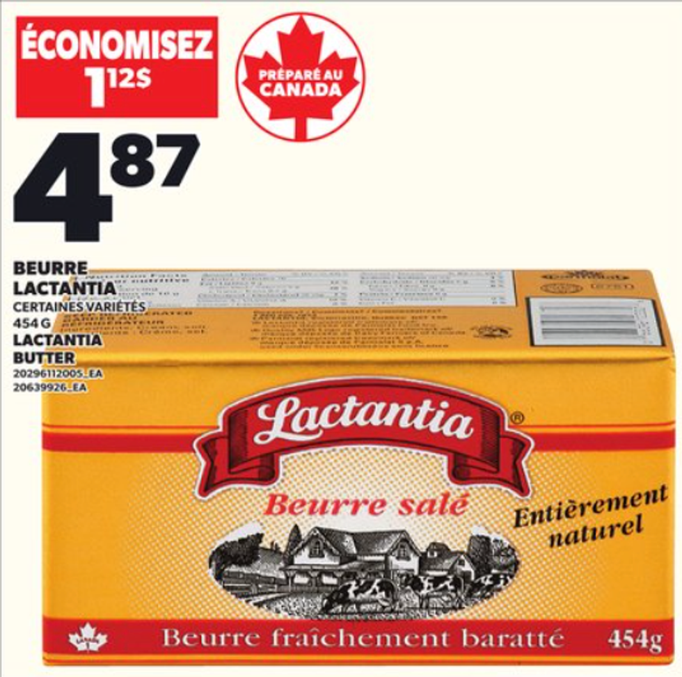 Beurre sal\u00e9 Lactantia dans la circulaire du Provigo.