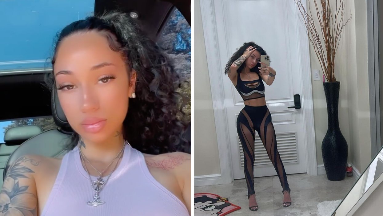 Bhad Bhabie in the car. Right: Bhad Bhabie at her house.
