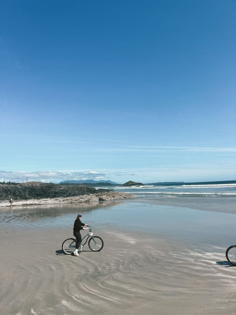 Biking on Long Beach in Tofino.