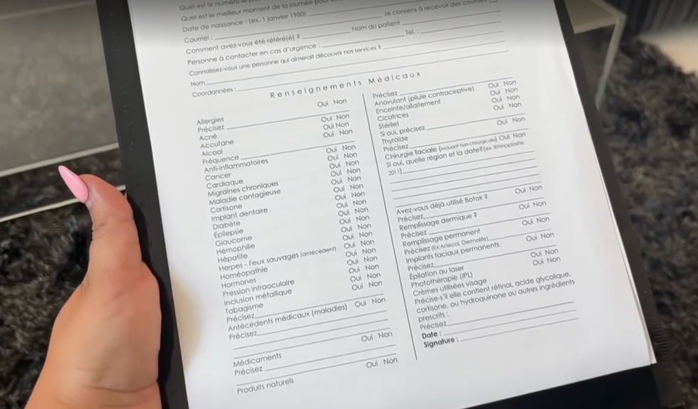 Bilan de sant\u00e9 de la Clinique Univers NuFace.