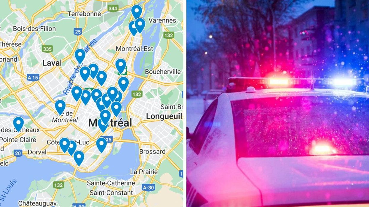 Bilan des homicides à Montréal en 2024. Droite : Voiture du SPVM.