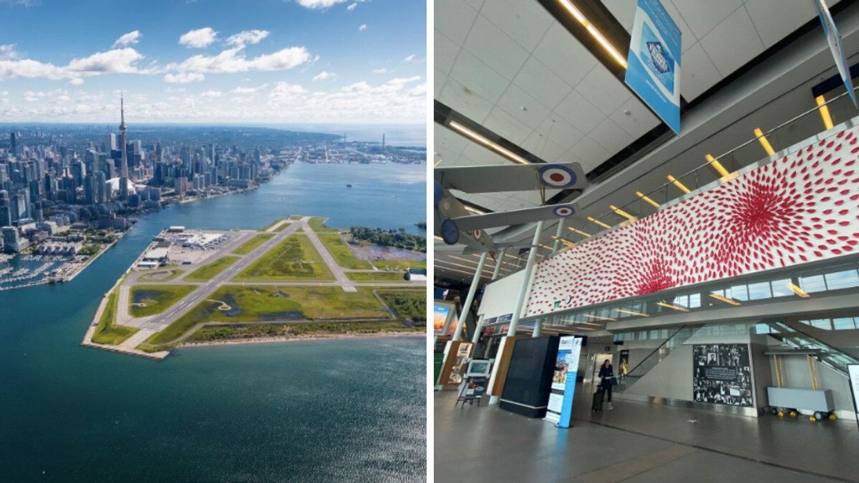 Billy Bishop Airport's platform. Bill Bishop Airport's terminal.