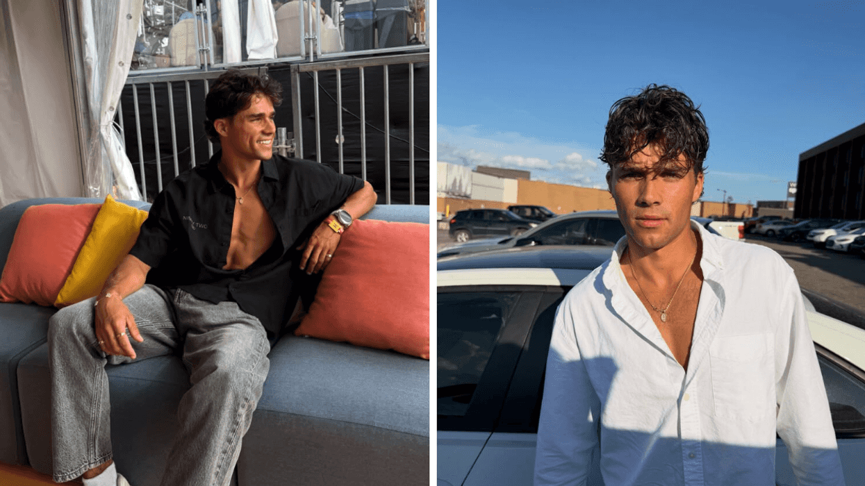 Billy d'OD Panama sur un divan. Droite : Billy d'OD Panama en chemise blanche.