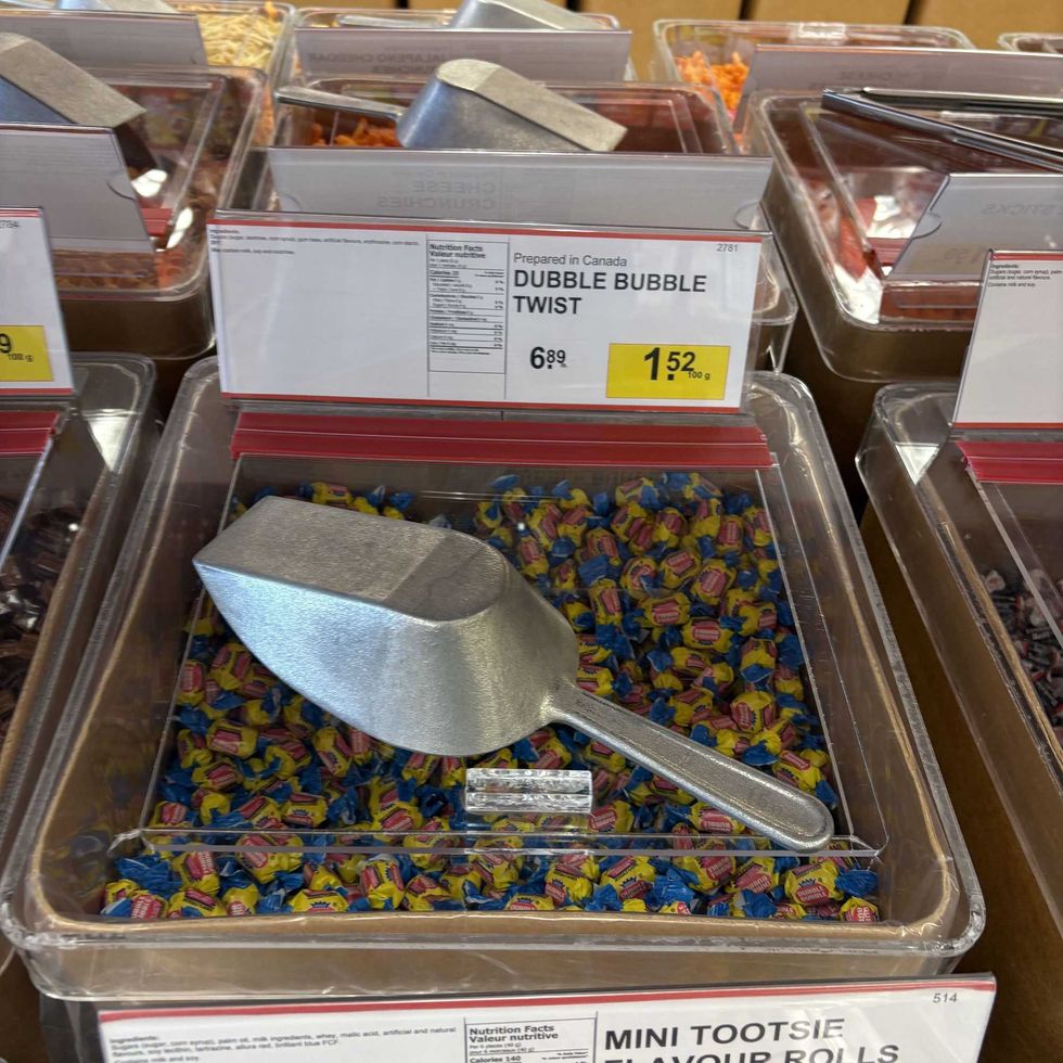 bin of Double Bubble gum at Bulk Barn