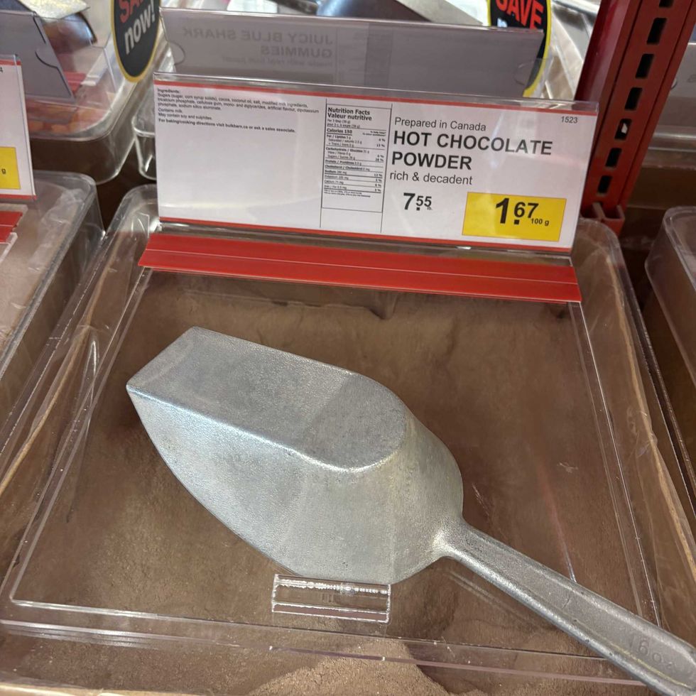 bin of Hot chocolate powder at Bulk Barn