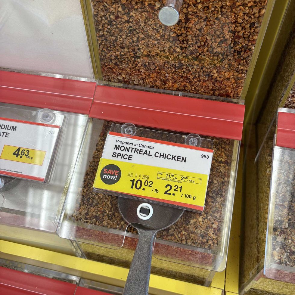 bin of Montreal chicken spice at Bulk Barn