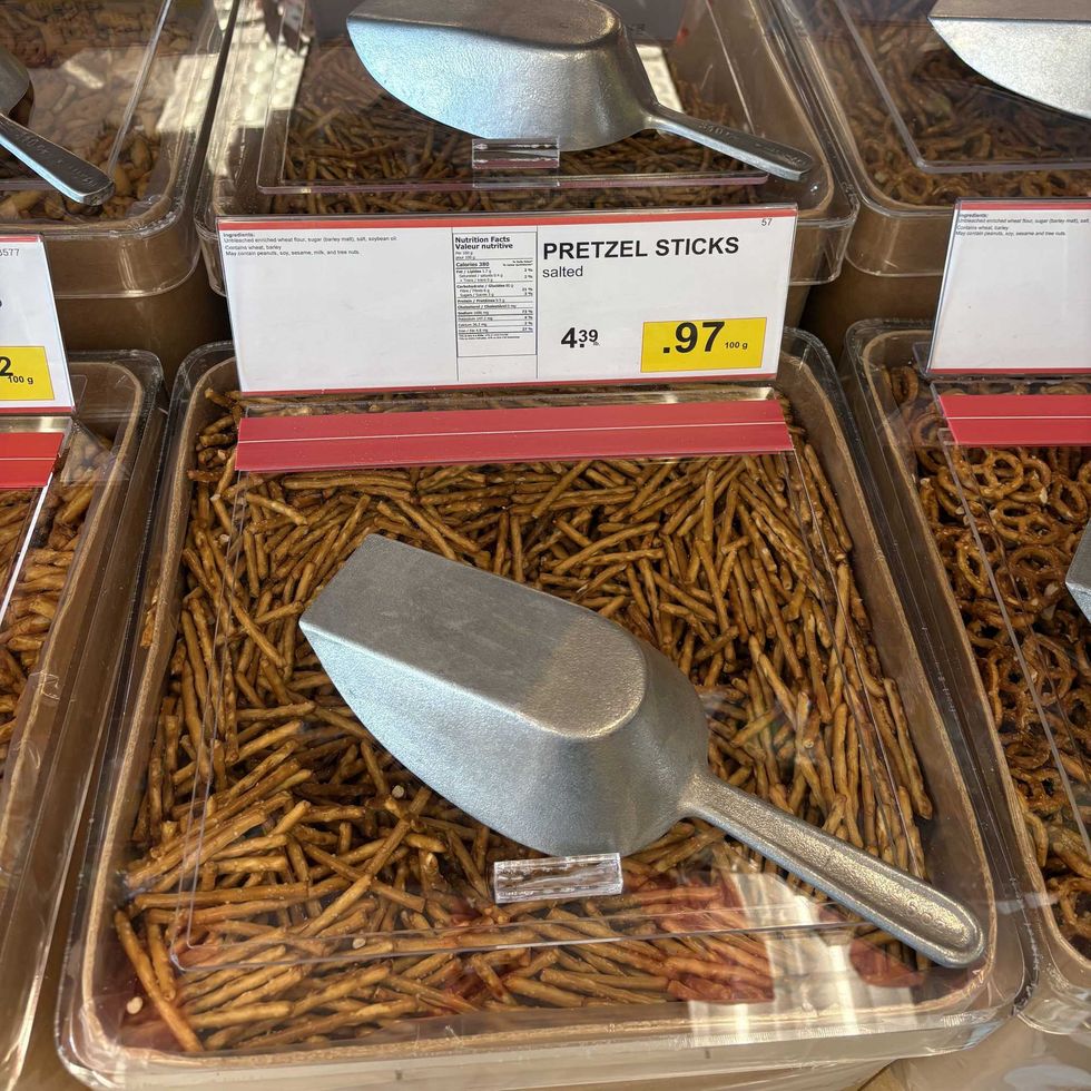 bin of Pretzel sticks at Bulk Barn