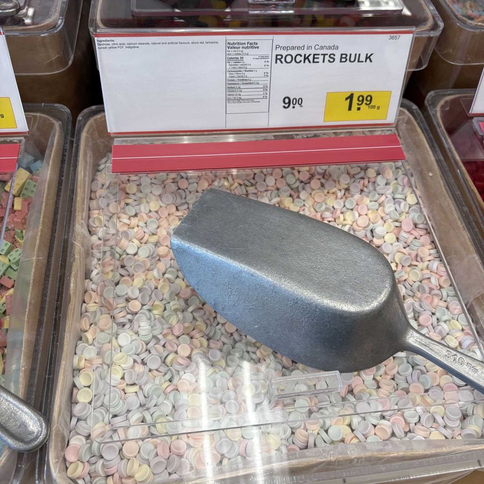 bin of Rockets candy at Bulk Barn