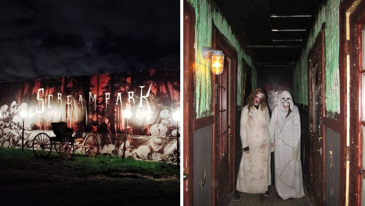 Bingemans Screampark. Right: Ghouls at Bingemans Screampark.