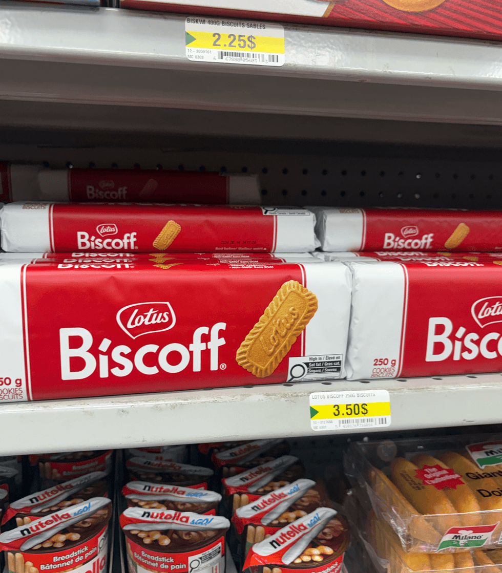 Biscuits Biscoff sur les tablettes du Dollarama.