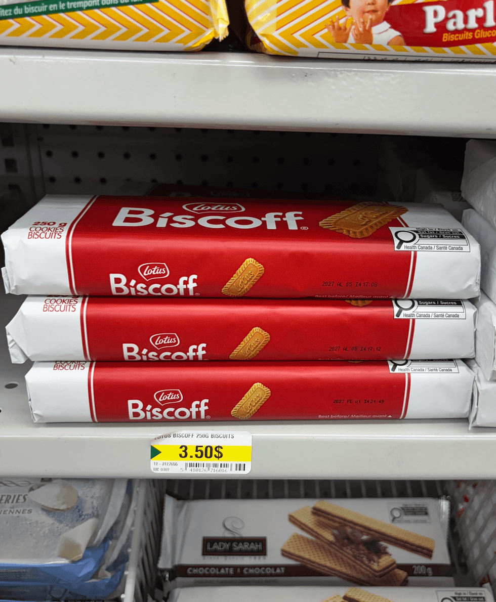 Biscuits Biscoff sur les tablettes du Dollarama.