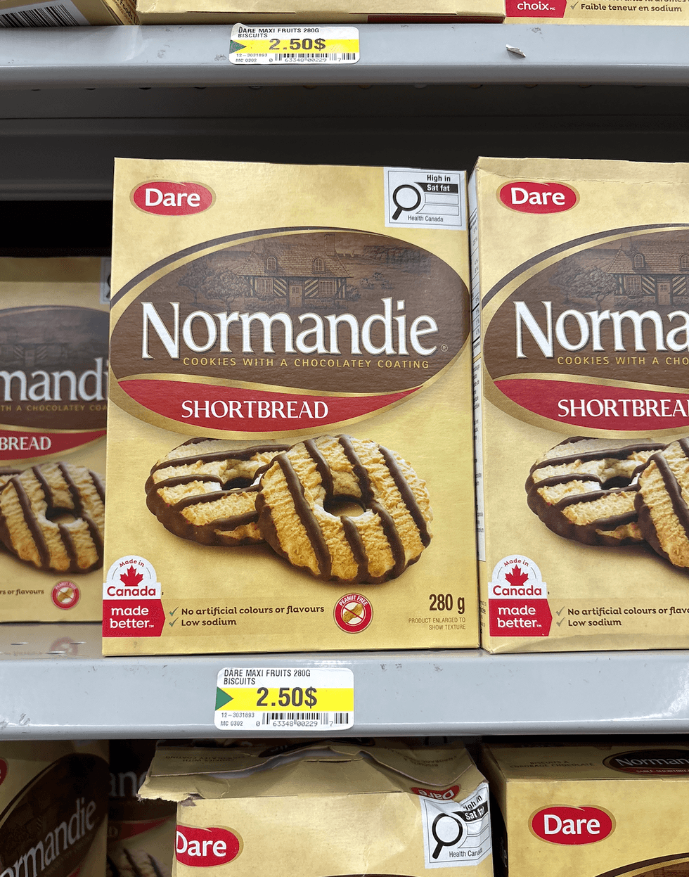 Biscuits Normandie de Dare sur les tablettes du Dollarama.