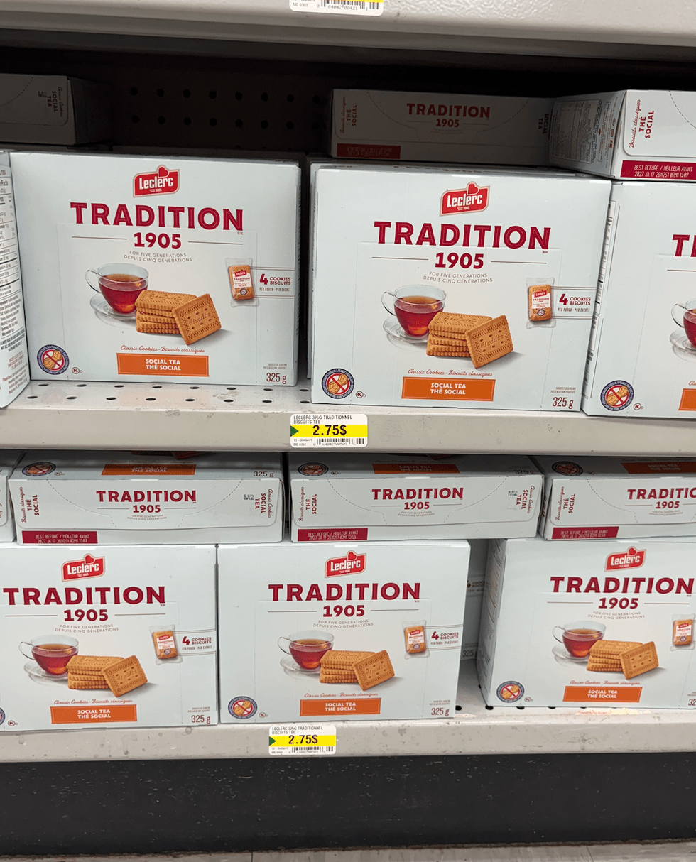 Biscuits Tradition sur les tablettes du Dollarama.