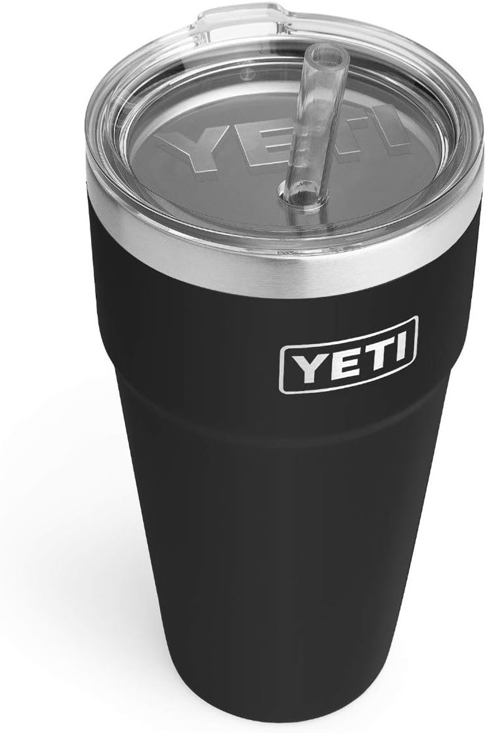 black yeti rambler cup with straw lid that's 26 ounces