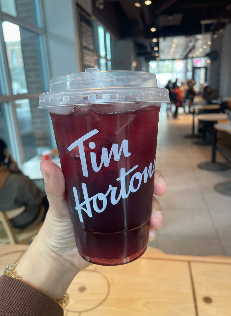 Blackberry Yuzu Sparkling Quencher at Tim Hortons.