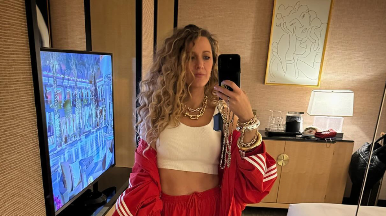Blake Lively dressed for the Superbowl.