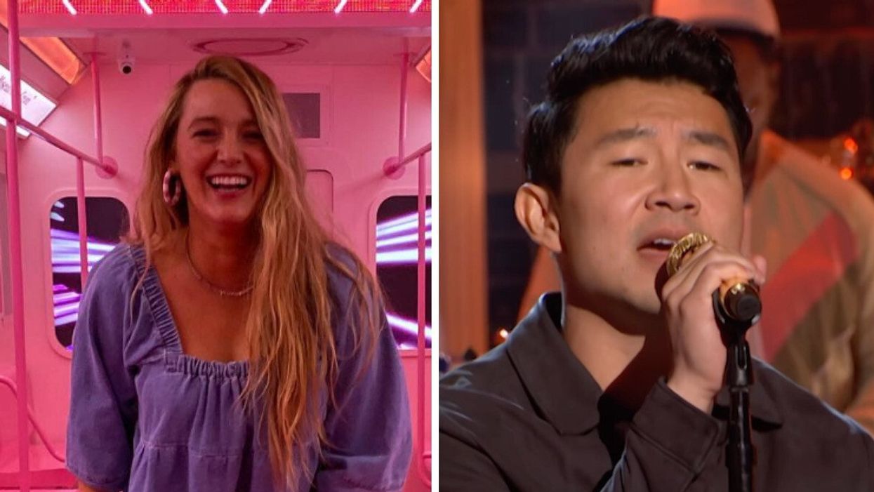 Blake Lively. Right: Simu Liu.