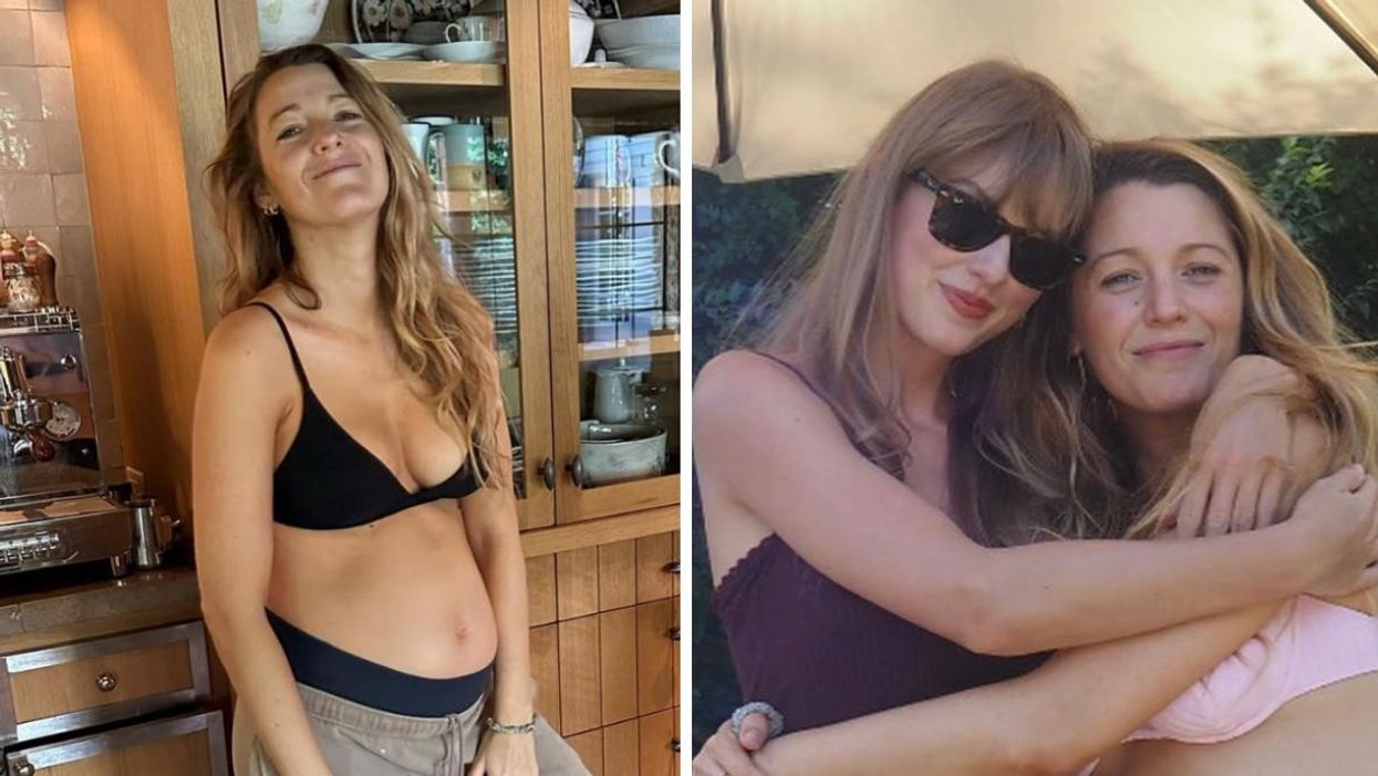 Blake Lively. Right: Taylor Swift and Blake Lively.