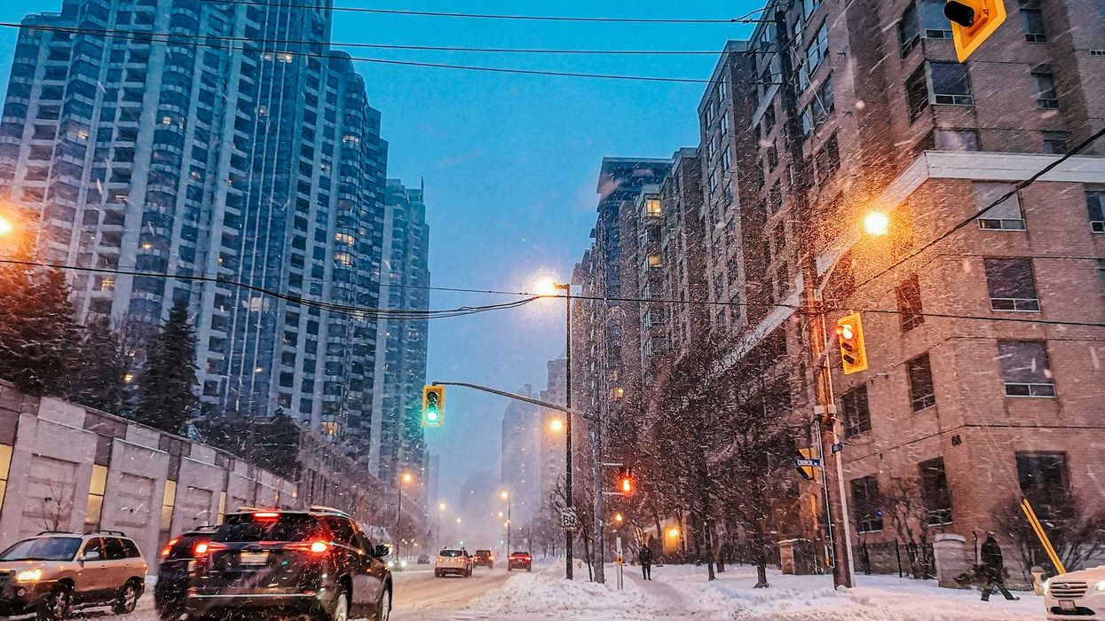Blizzard-like conditions in Toronto, Ontario.