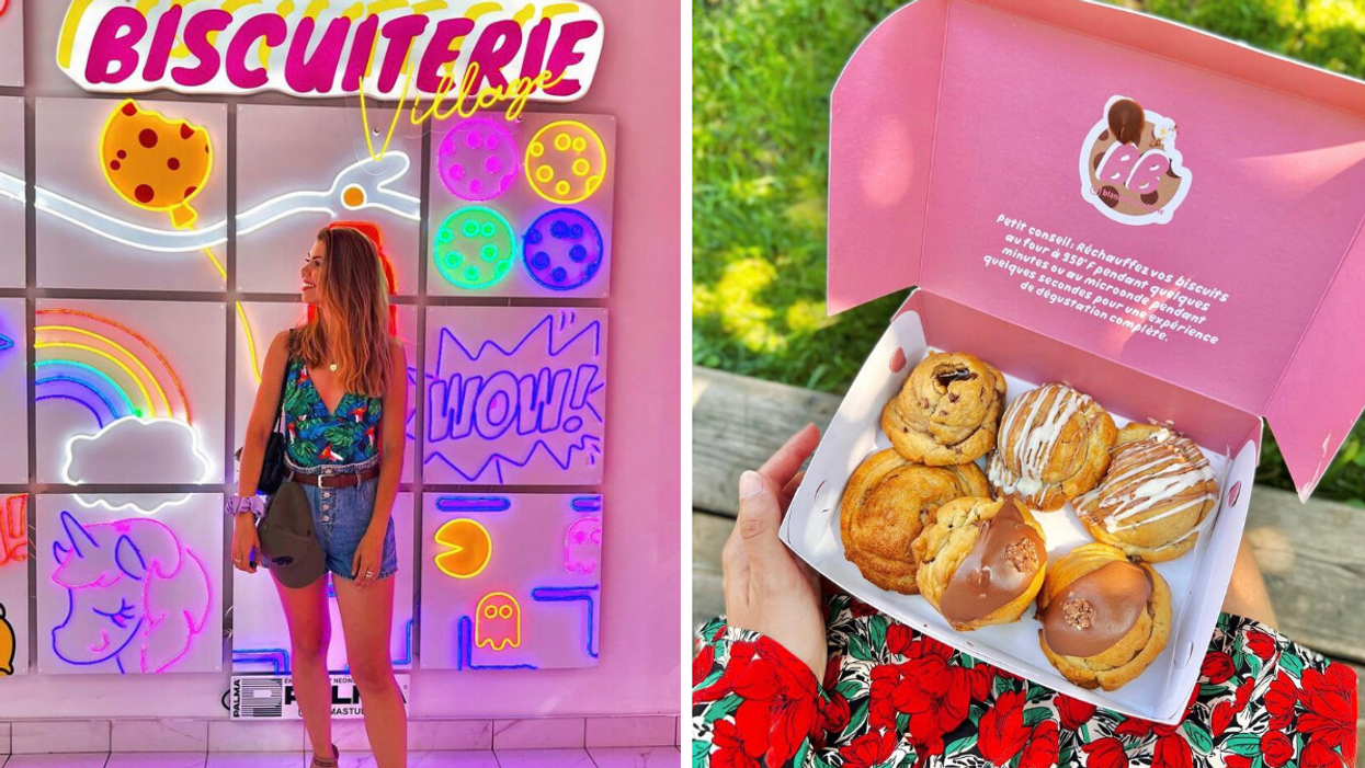 Blonde Biscuiterie. Droite : Boîte à biscuits.