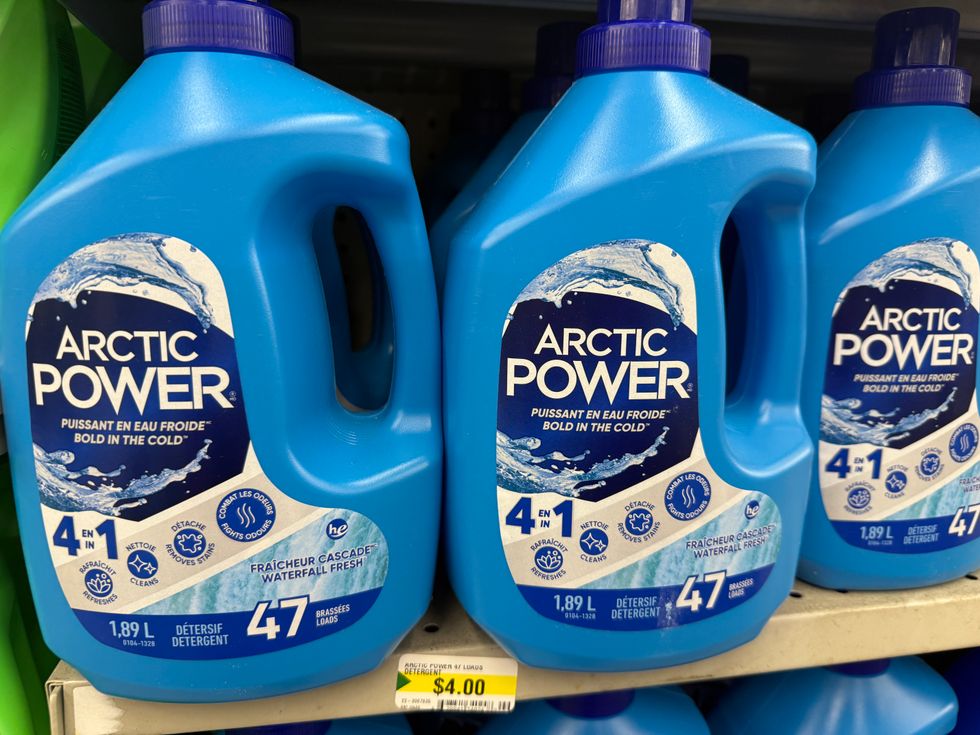 Blue and white bottles that say Arctic Power on them.