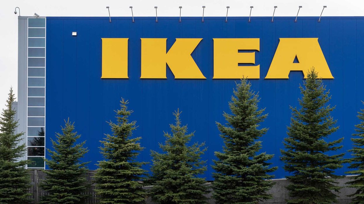 blue and yellow exterior of ikea store in canada