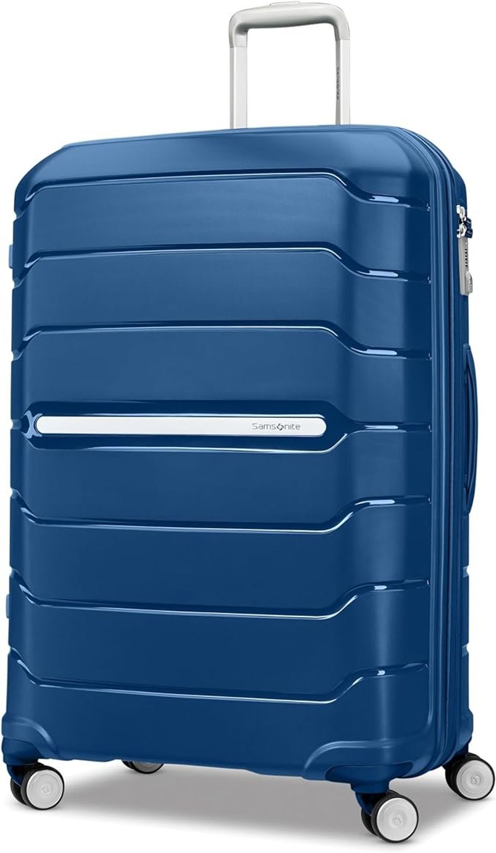 blue Samsonite carry-on luggage