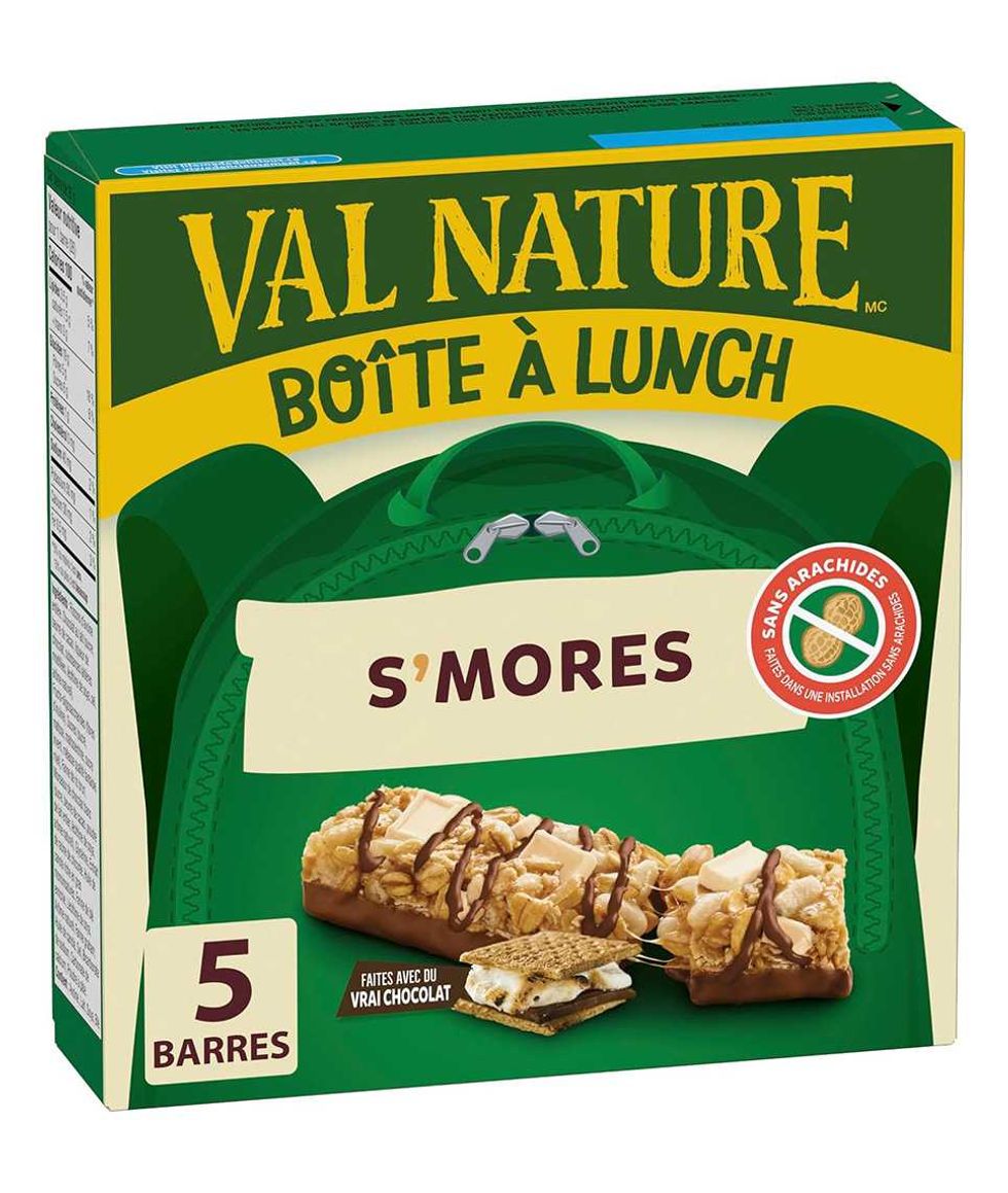 Bo\u00eete de barres tendres S'mores Val Nature sur fond blanc.