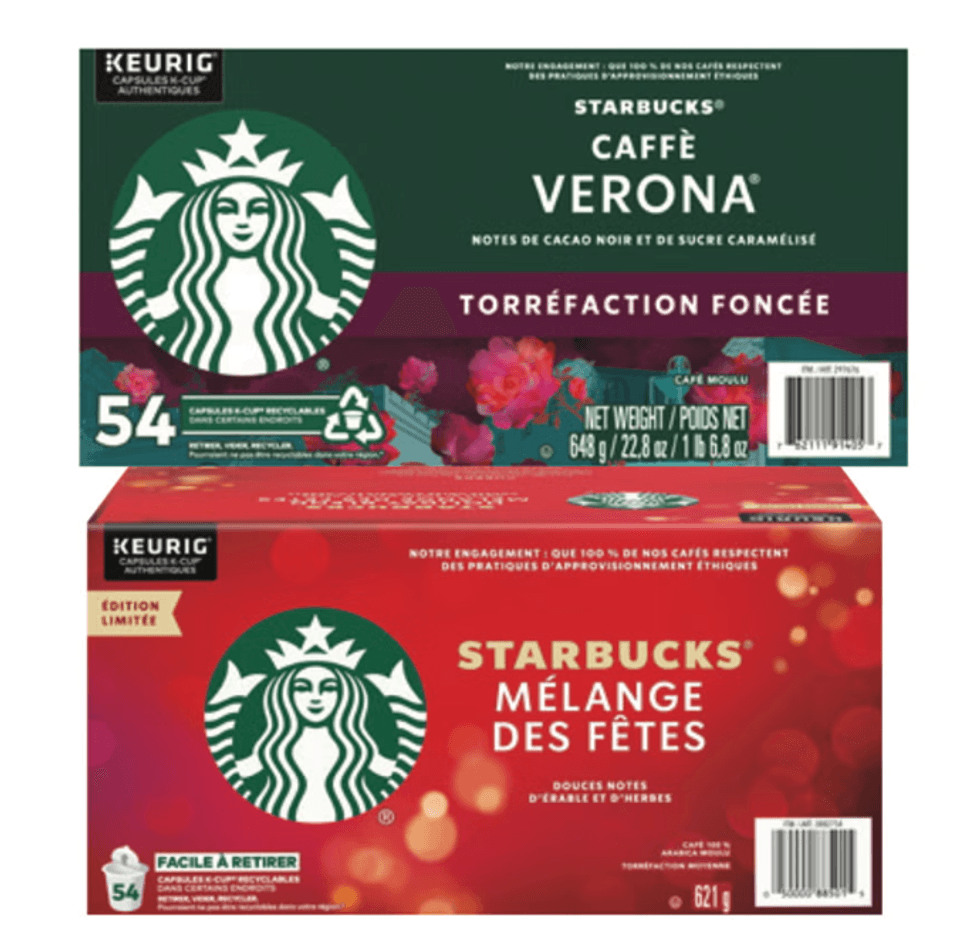 Bo\u00eetes de 54 capsules K-Cup Starbucks Verona et M\u00e9lange des F\u00eates.