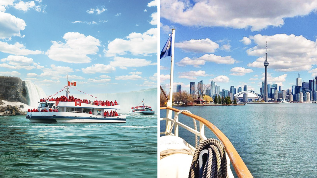 Boat tours around Niagara Falls. Right: City Cruises tours in Toronto, Ontario.
