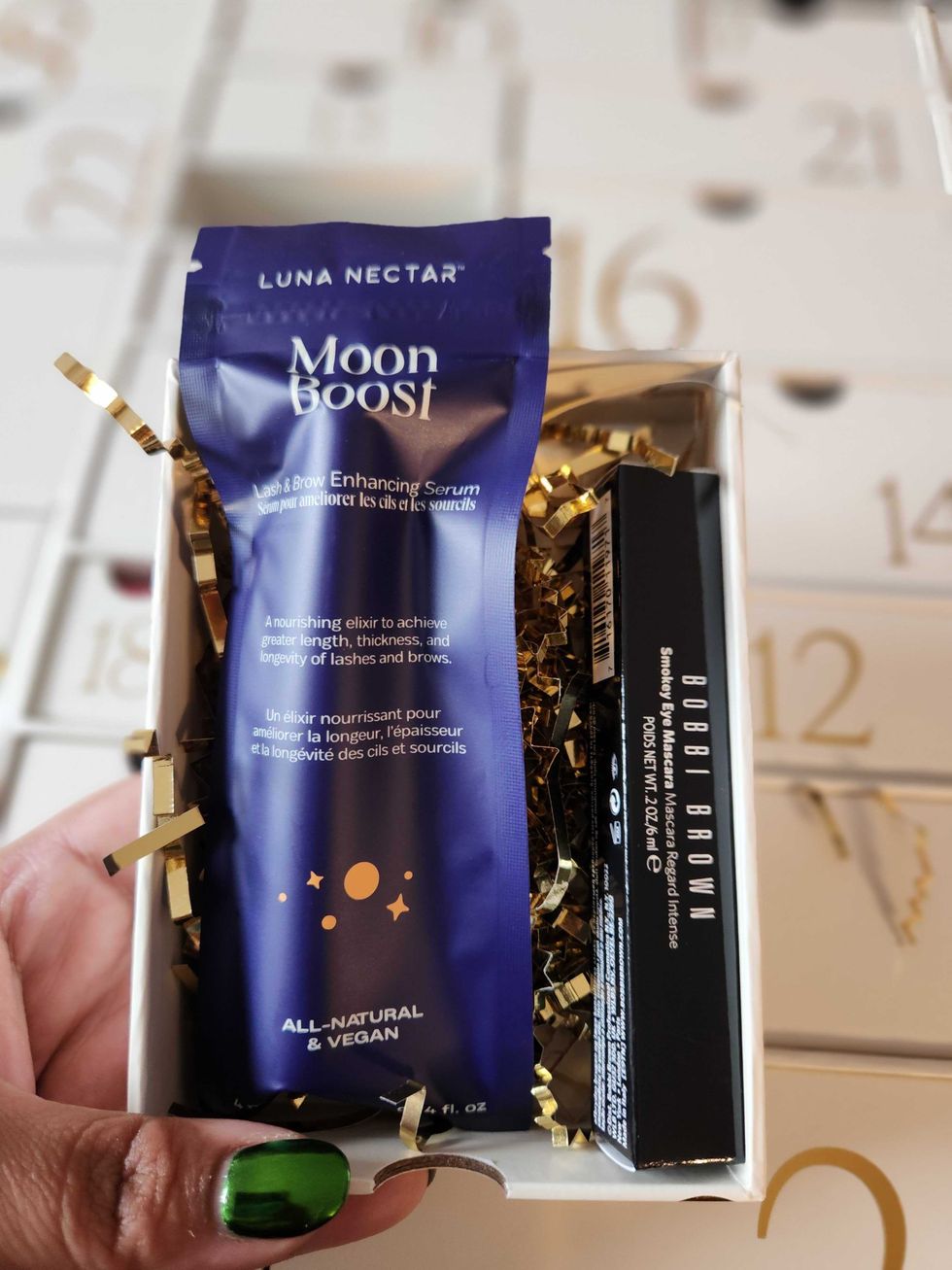 Bobbi Brown Smokey Eye Mascara and Luna Nectar Moon Boost Lash and Brow Enhancing Serum.