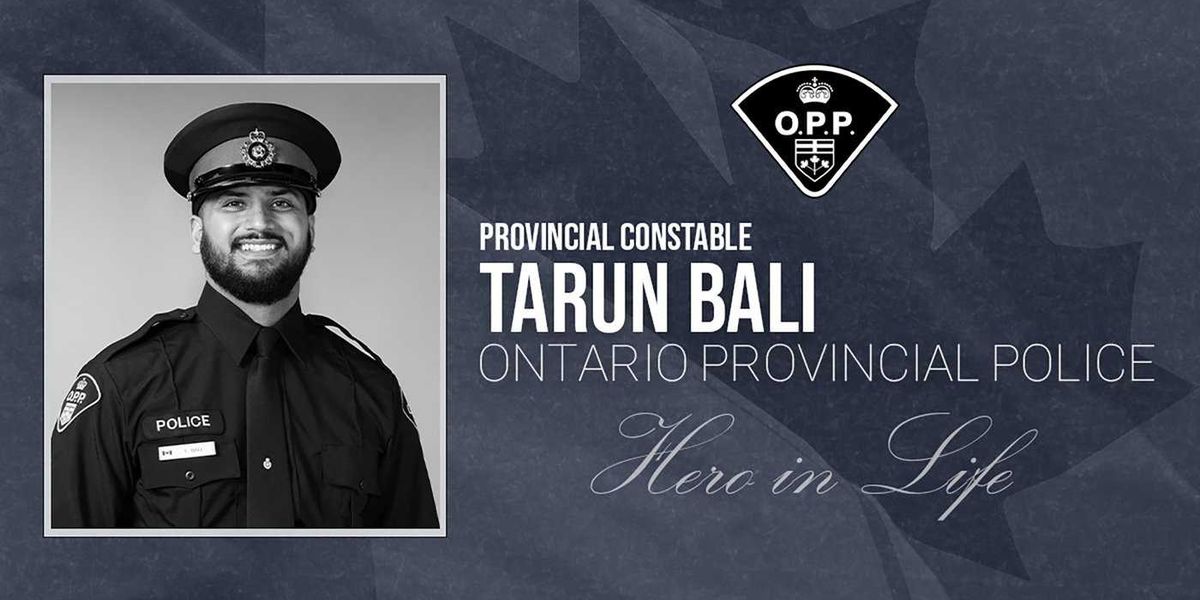 Body of OPP Const. Tarun Bali to brought to Thornhill ahead of funeral Body of OPP Const. Tarun Bali to brought to Thornhill ahead of funeral