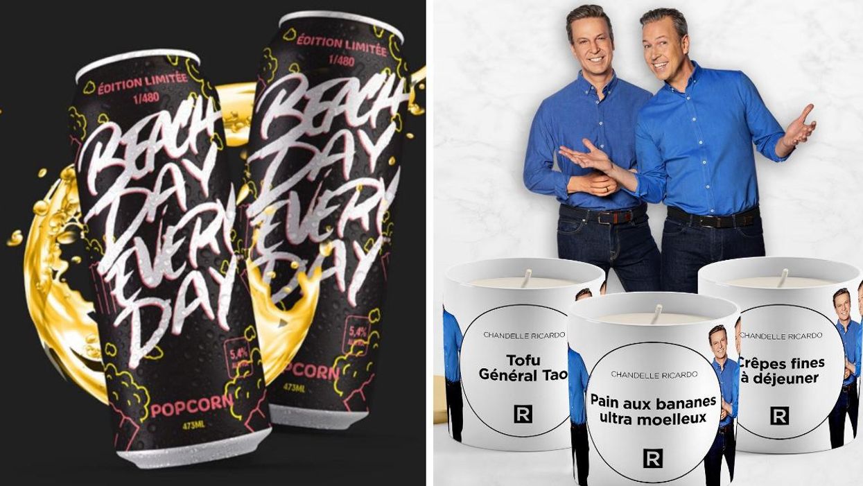 Boisson Beach Day Every Day au popcorn. Droite : Chandelles Ricardo, avril 2022.