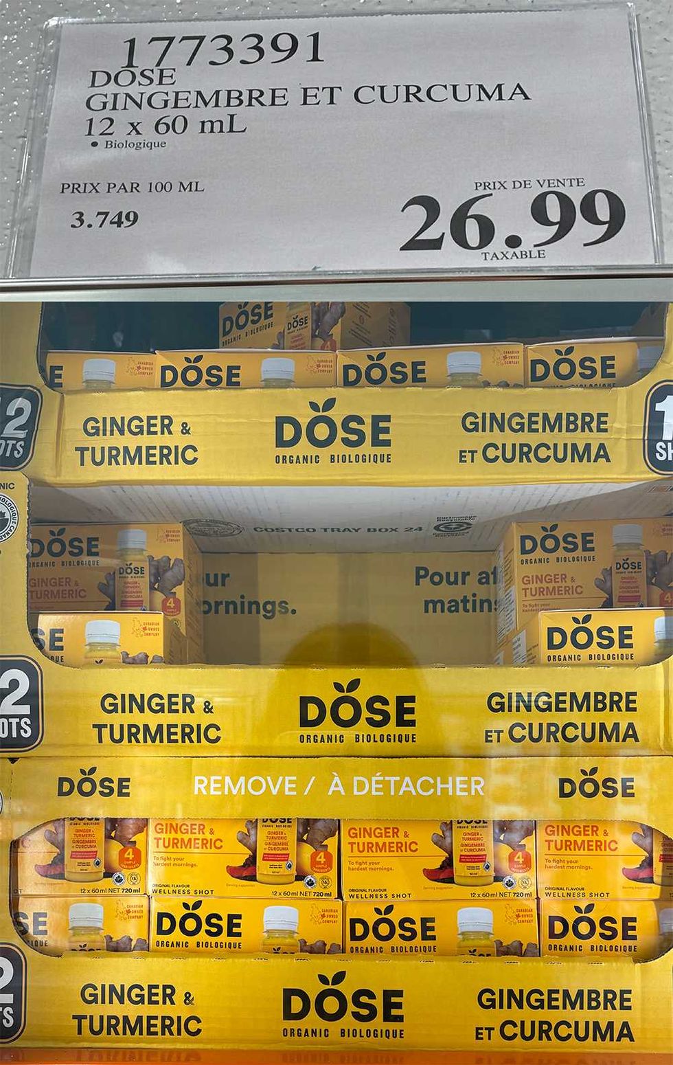 Boissons au gingembre et curcuma Dose.