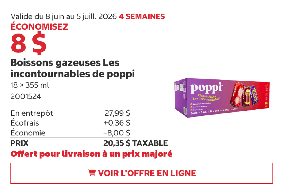 Boissons gazeuses Les incontournables de poppi au Costco.