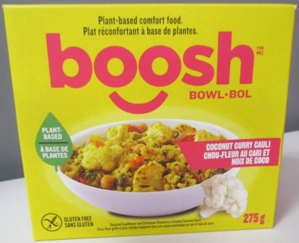 Bol de chou-fleur au cari et noix de coco de marque Boosh.