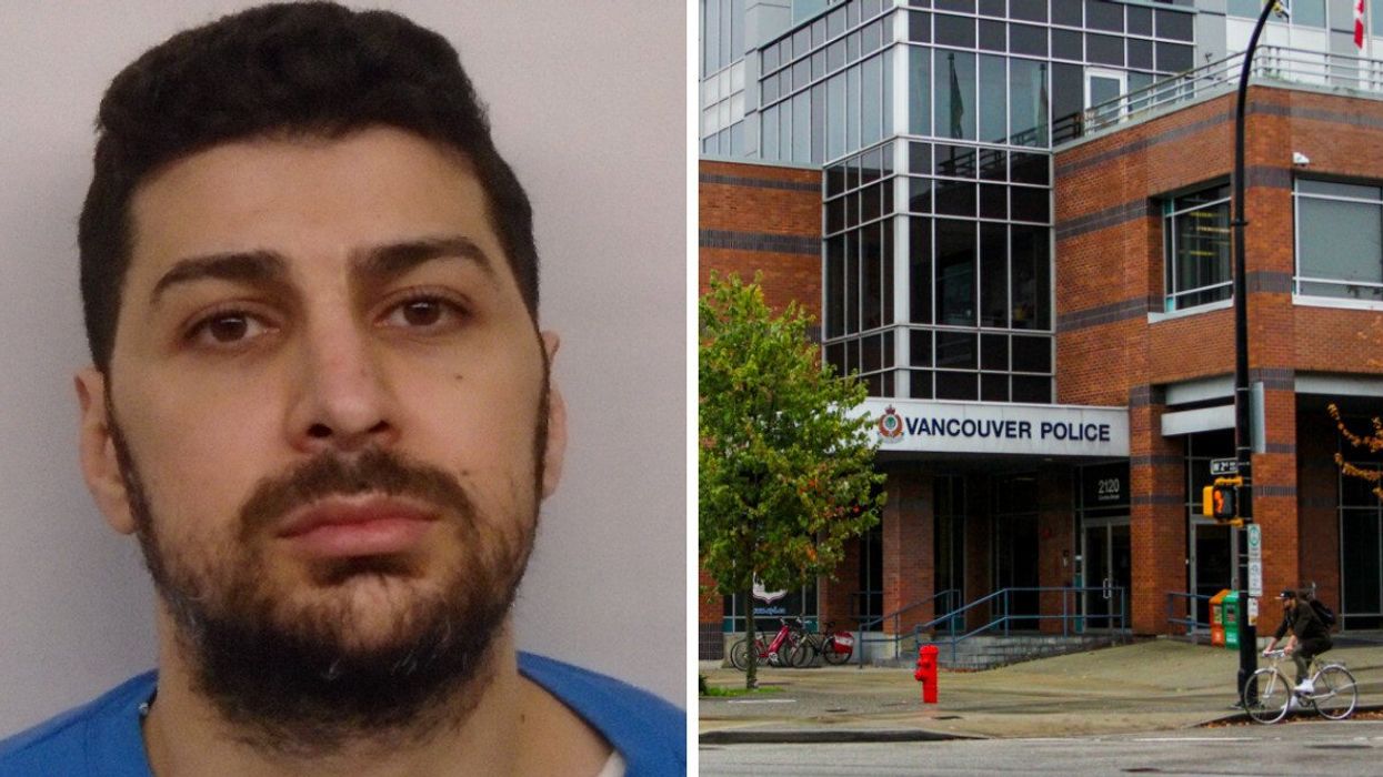 Bolo Program's Canada's Most Wanted list. Right: Vancouver police station.