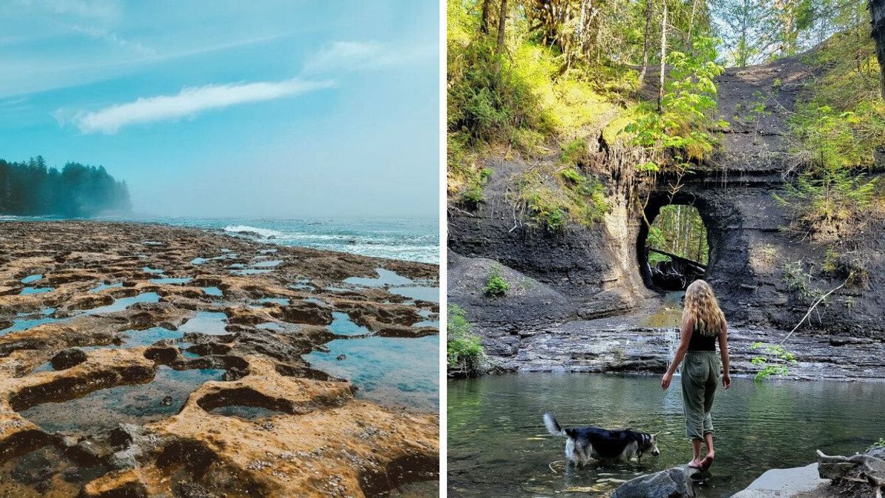 Botanical Beach, B.C. Right: Hole in the Wall, Port Alberni, B.C.