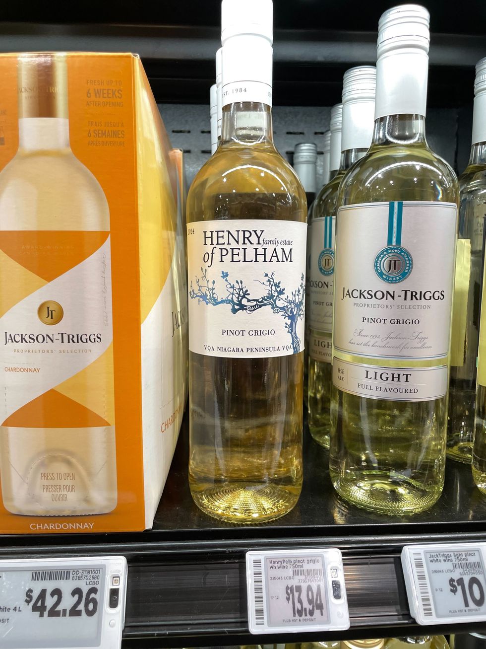 bottle of henry of pelham pinot grigio at metro