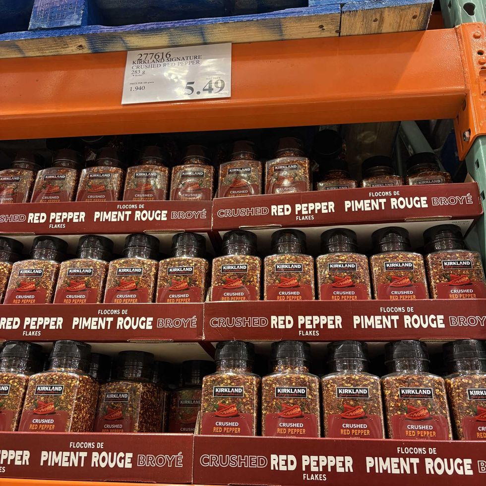 bottles of Kirkland Signature crushed red pepper flakes at costco