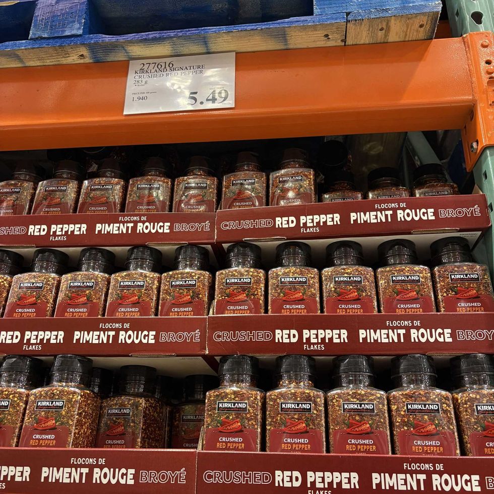 bottles of Kirkland Signature crushed red pepper flakes at costco