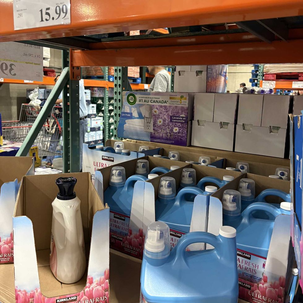 bottles of Kirkland Signature fabric softener at Costco