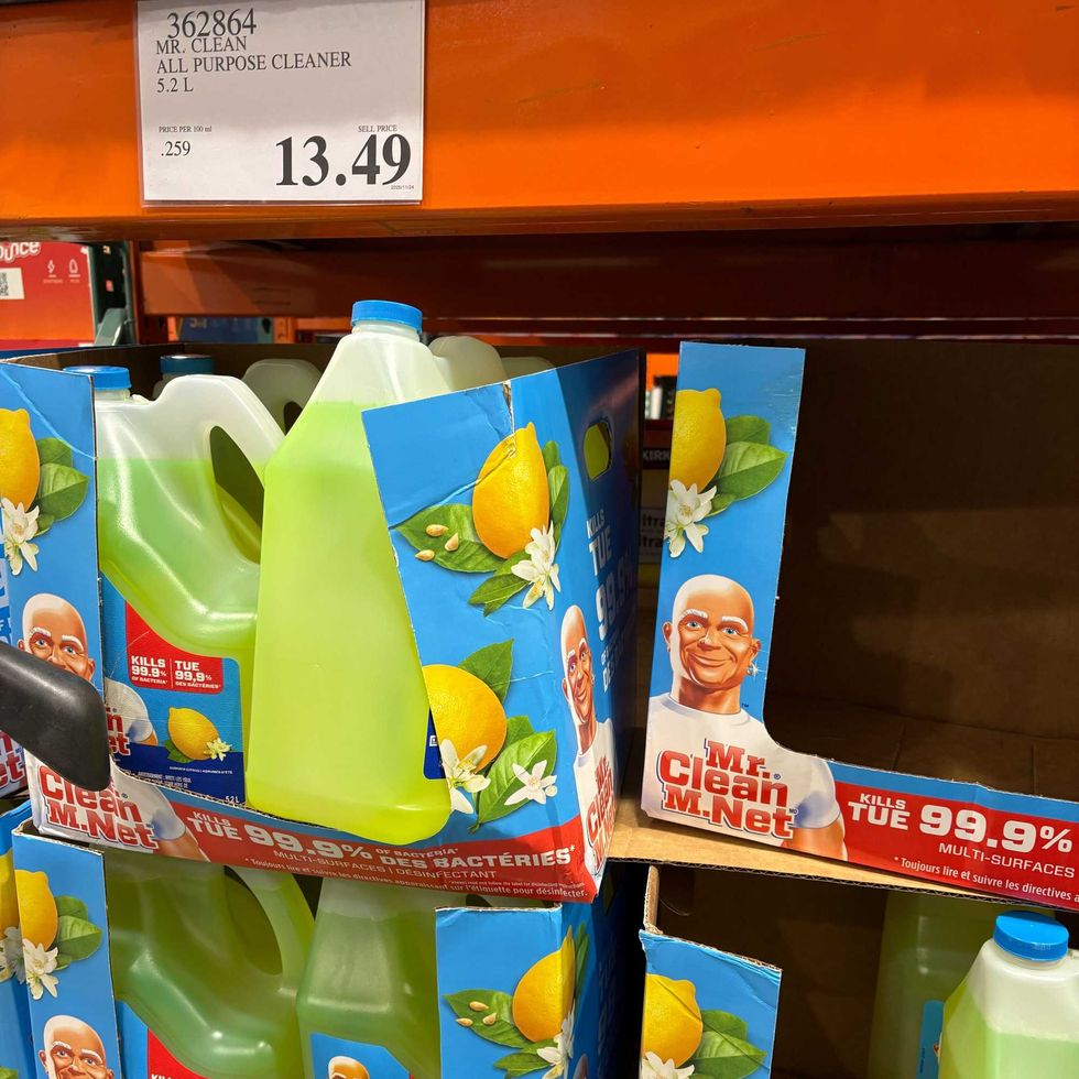 bottles of Mr. Clean all-purpose cleaner at costc