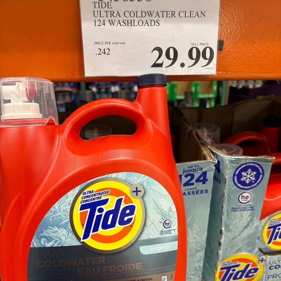 bottles of Tide laundry detergent at Costco
