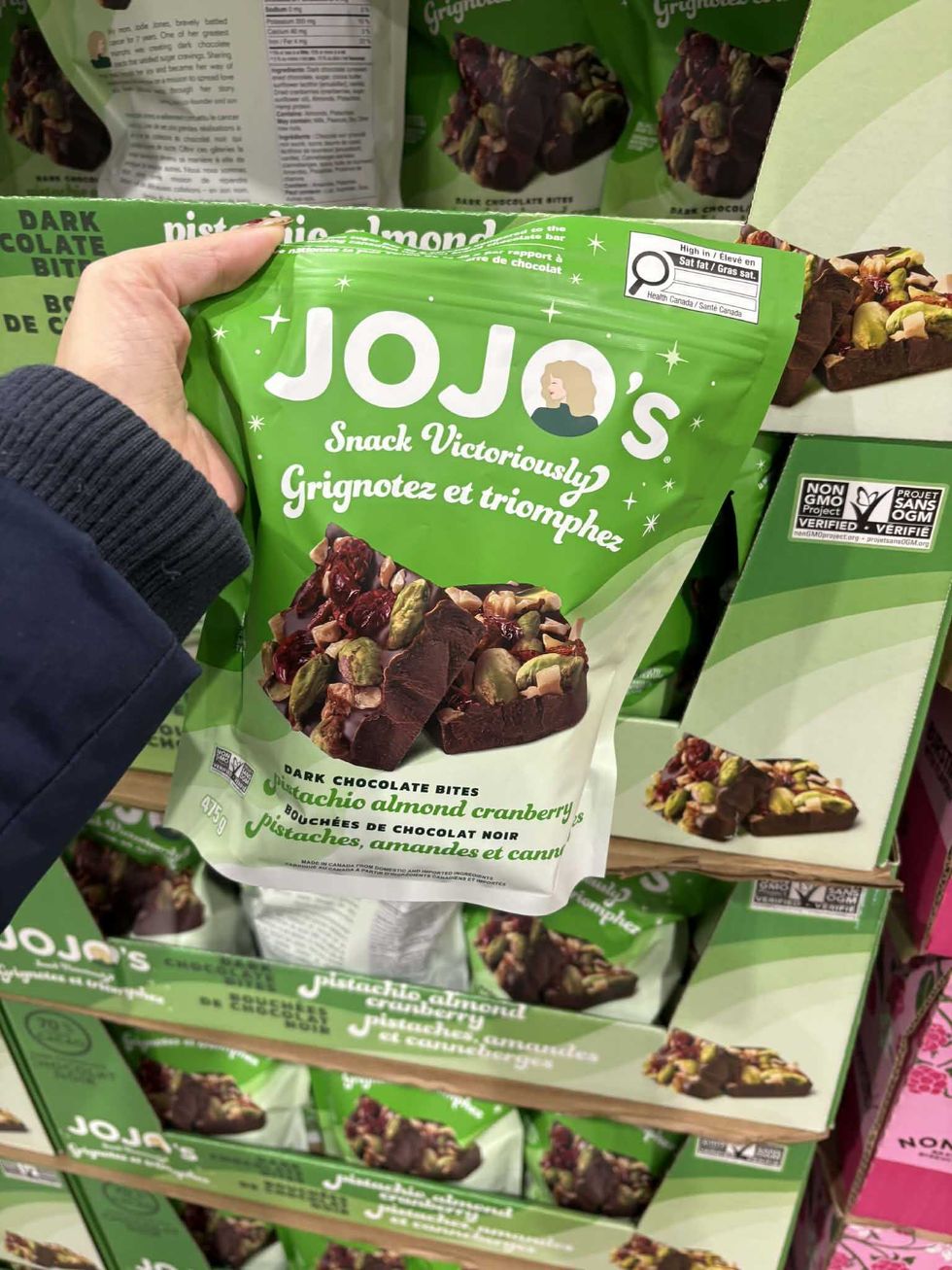 Bouch\u00e9es de chocolat noir : pistaches, amandes et canneberges - Jojo's