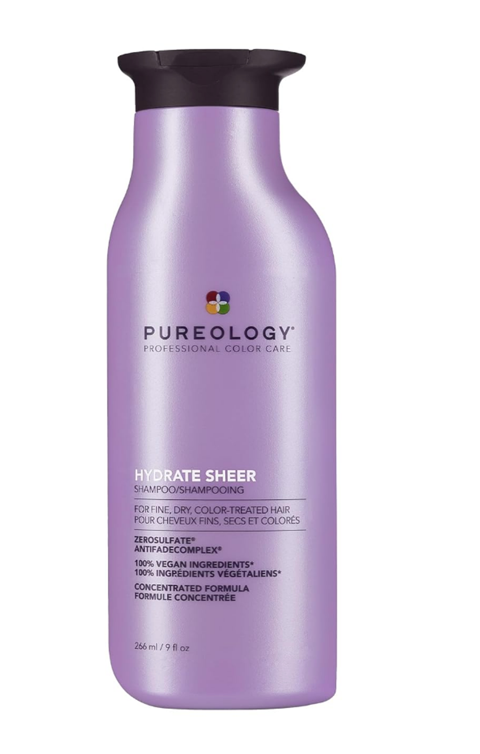 Bouteille mauve de shampoing Hydrate Sheer de la marque Pureology.