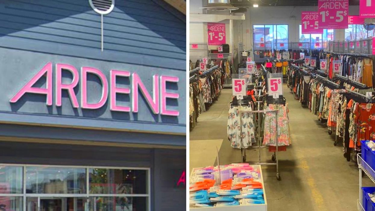 Boutique Ardène à Laval. Droite : La vente d'entrepôt Ardène à Montréal.
